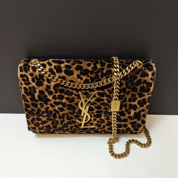 ✨️💎authentic YSL Yves Saint Laurent leopard velvet monogram kate chain - Picture 5 of 16